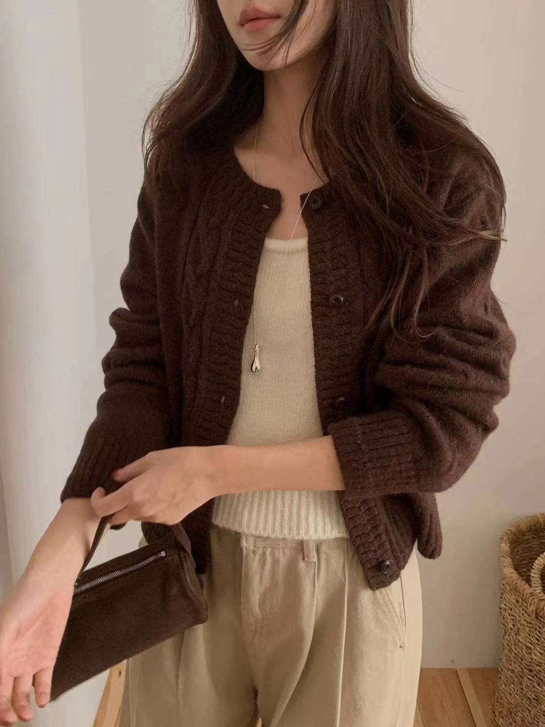 MIELLE-미엘르-OT東大門㊣代購女裝新品休閑25秋冬針織衫開衫MIELLE-미엘르-OT針織衫圖色4