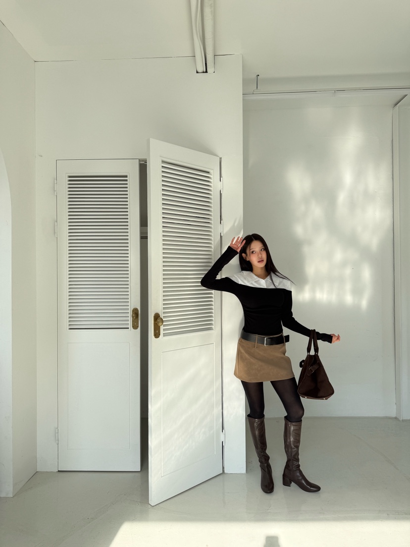 FOUREIGHT韓國直郵㊣女士新款熱賣職業推薦休閑短裙不含腰帶FOUR EIGHT短裙