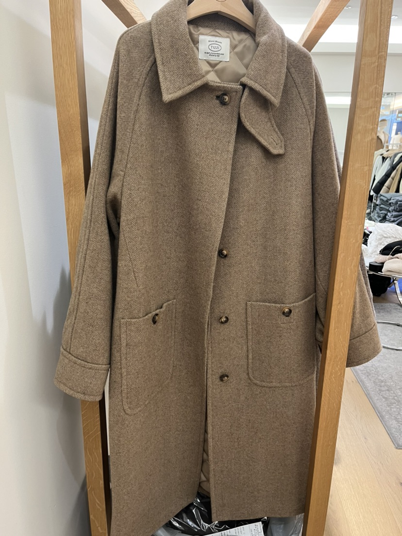 TIZZI韓國代購㊣女士新款推薦休閑25秋冬熱賣中長款大衣羊毛TIZZI中長款大衣圖色1