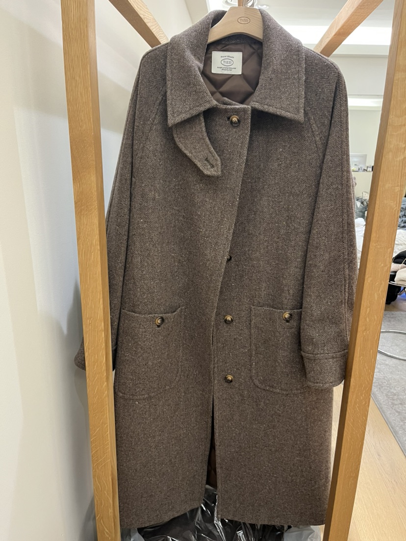 TIZZI韓國代購㊣女士新款推薦休閑25秋冬熱賣中長款大衣羊毛TIZZI中長款大衣圖色2