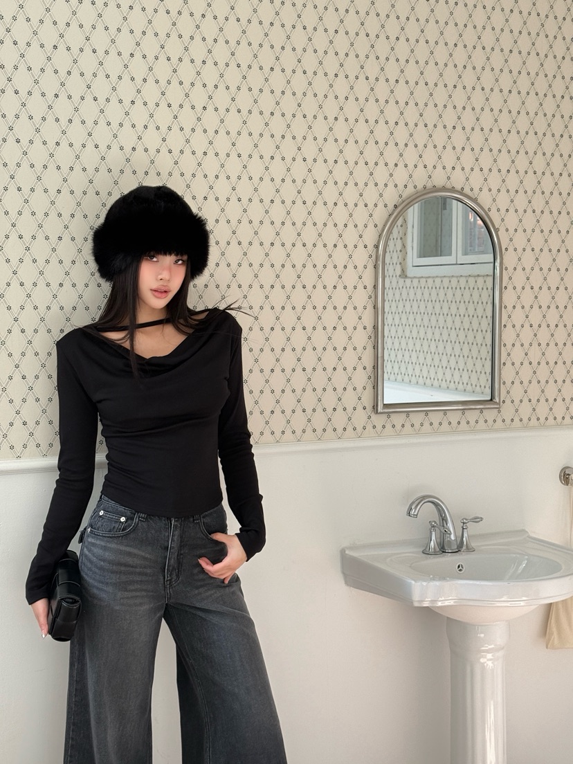 FOUREIGHT韓國直郵㊣女裝新款職業25秋冬休閑人氣推薦長袖T恤FOUR EIGHT長袖T恤