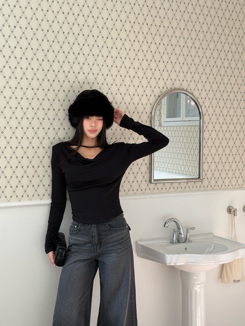 FOUREIGHT韓國直郵㊣女裝新款職業25秋冬休閑人氣推薦長袖T恤FOUR EIGHT長袖T恤