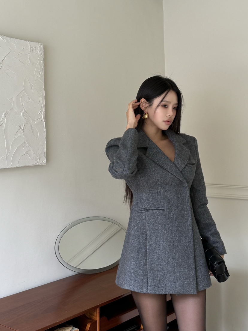 FOUREIGHT東大門㊣代購女士新款時尚推薦人氣職業連衣裙人字紋FOUR EIGHT連衣裙