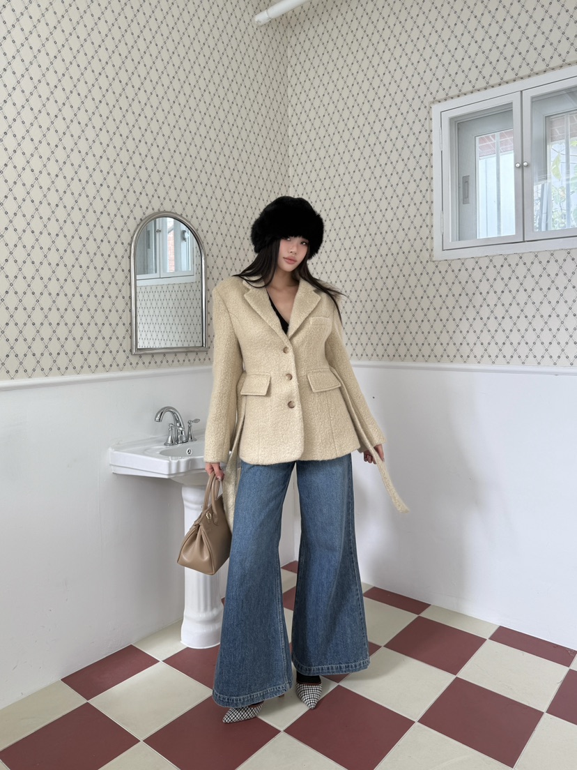 FOUREIGHT韓國代購㊣女裝新款熱賣休閑推薦中長款大衣含腰帶FOUR EIGHT中長款大衣