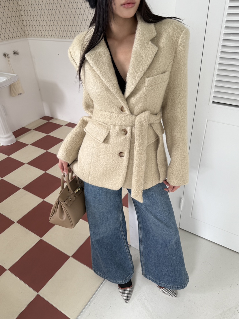 FOUREIGHT韓國代購㊣女裝新款熱賣休閑推薦中長款大衣含腰帶FOUR EIGHT中長款大衣