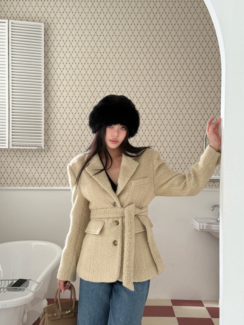 FOUREIGHT韓國代購㊣女裝新款熱賣休閑推薦中長款大衣含腰帶FOUR EIGHT中長款大衣