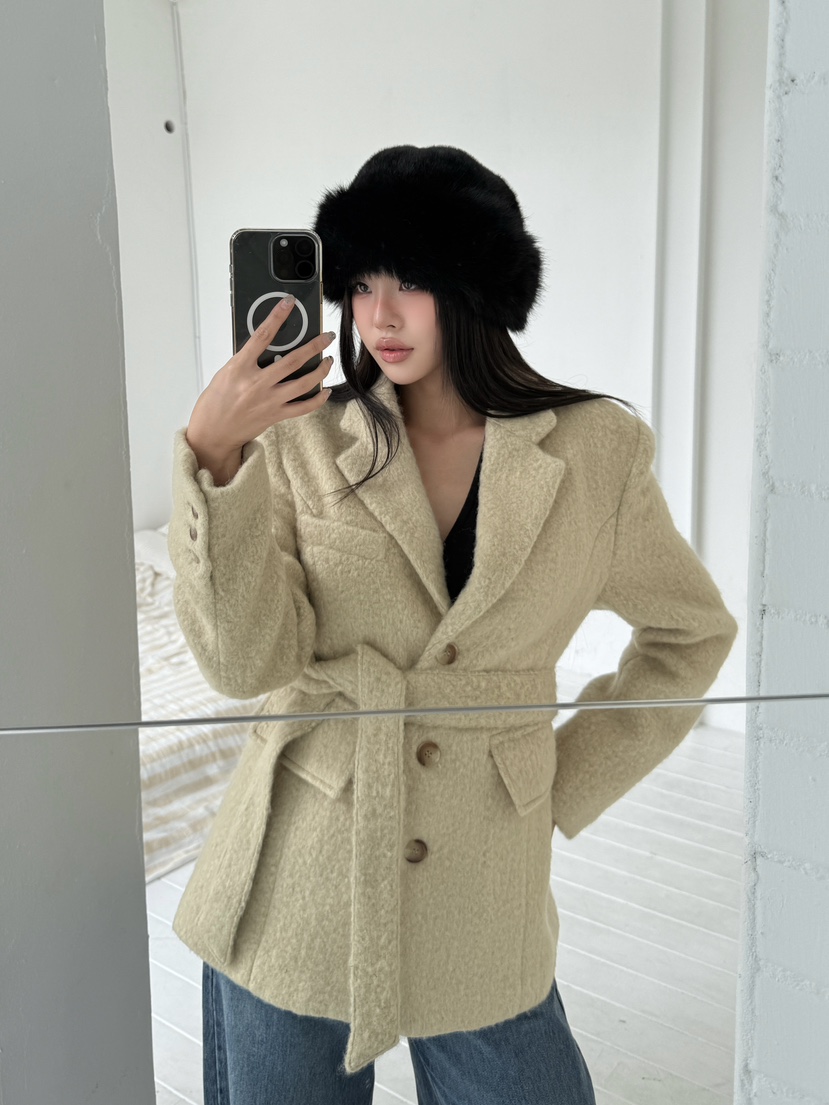 FOUREIGHT韓國代購㊣女裝新款熱賣休閑推薦中長款大衣含腰帶FOUR EIGHT中長款大衣