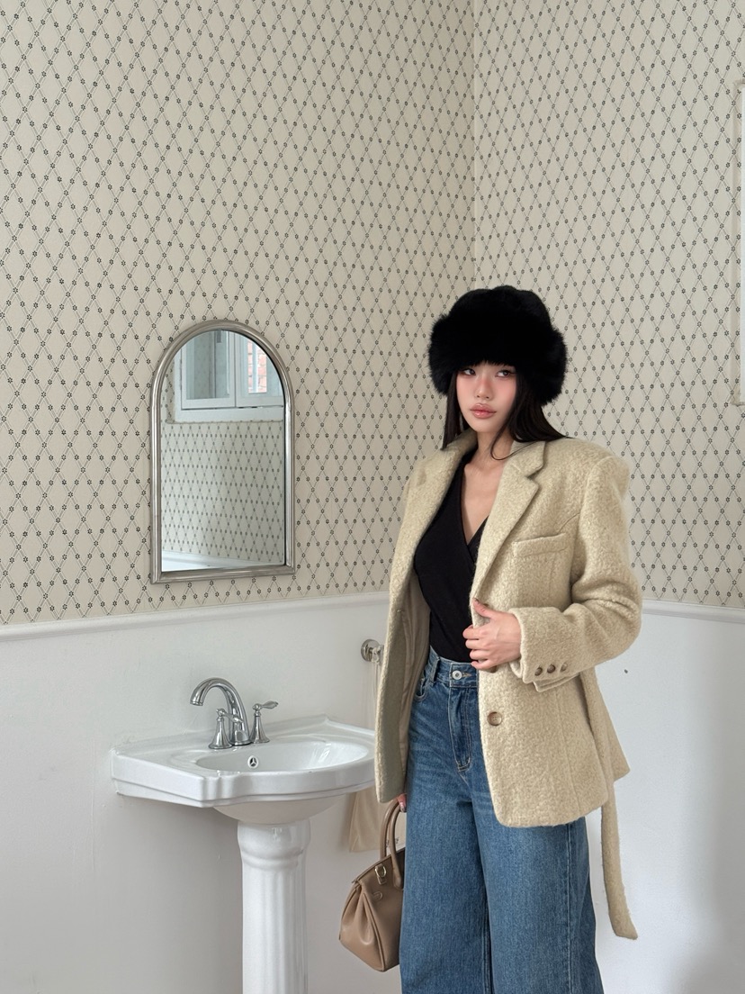 FOUREIGHT韓國代購㊣女裝新款熱賣休閑推薦中長款大衣含腰帶FOUR EIGHT中長款大衣