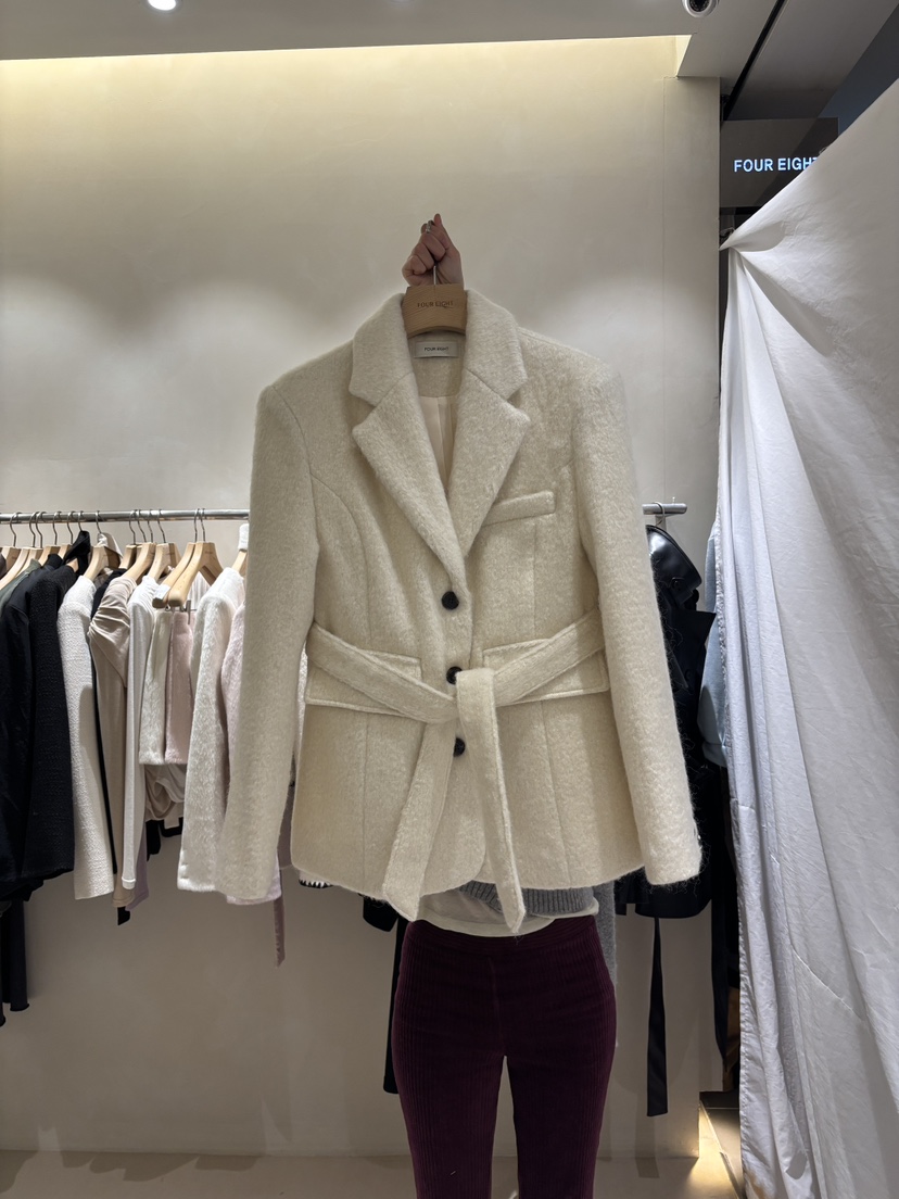 FOUREIGHT韓國代購㊣女裝新款熱賣休閑推薦中長款大衣含腰帶FOUR EIGHT中長款大衣圖色1