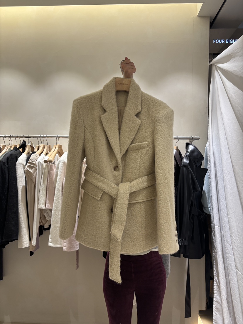 FOUREIGHT韓國代購㊣女裝新款熱賣休閑推薦中長款大衣含腰帶FOUR EIGHT中長款大衣圖色2