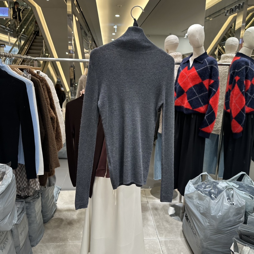 XPARTY韓國直郵㊣女裝新品休閑25秋冬職業時尚熱賣人氣長袖T恤XPARTY長袖T恤圖色3墨色