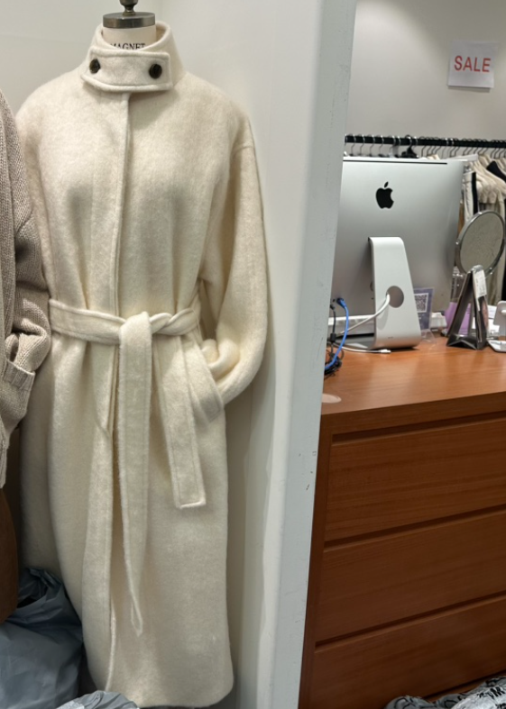 M.G.N韓國代購㊣女裝新品人氣熱賣時尚中長款大衣含腰帶羊毛MAGNET中長款大衣圖色2