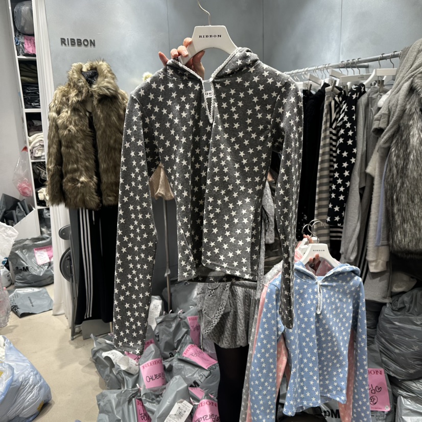 RIBBON東大門㊣實拍女士新款職業熱賣時尚人氣25秋冬長袖T恤兜帽RIBBON長袖T恤圖色4