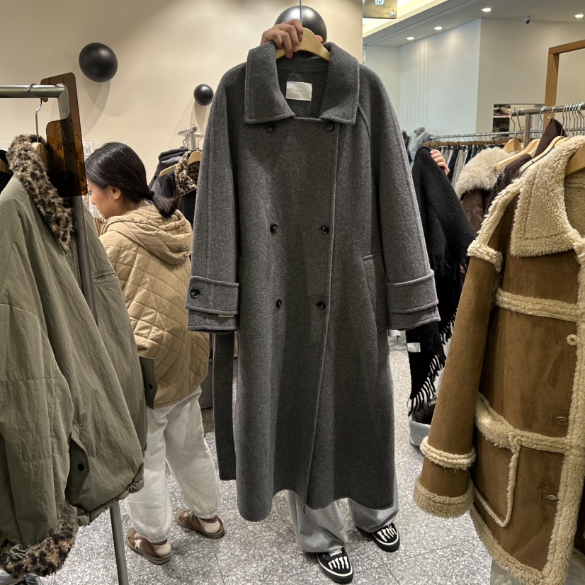 SOF東大門㊣實拍女裝新品熱賣職業推薦休閑中長款大衣含圍巾SOF中長款大衣圖色1