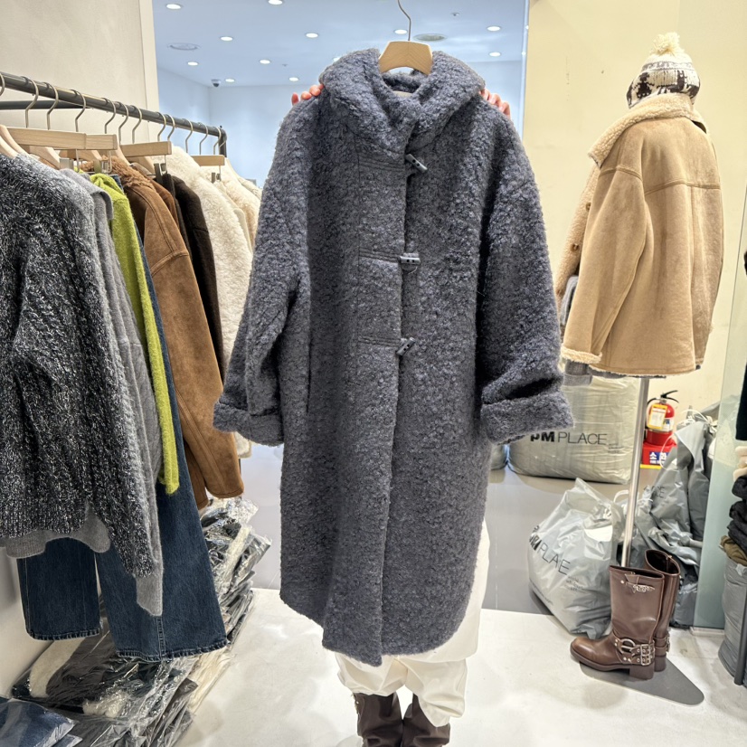 AURA東大門㊣代購女裝新品熱賣25秋冬休閑職業人氣中長款大衣Au ra中長款大衣圖色2