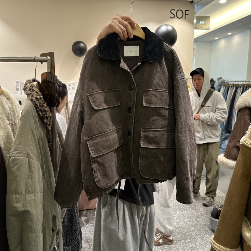 SOF韓國直郵㊣女裝新品熱賣休閑時尚人氣職業推薦短款羽絨服絨SOF短款羽絨服圖色2