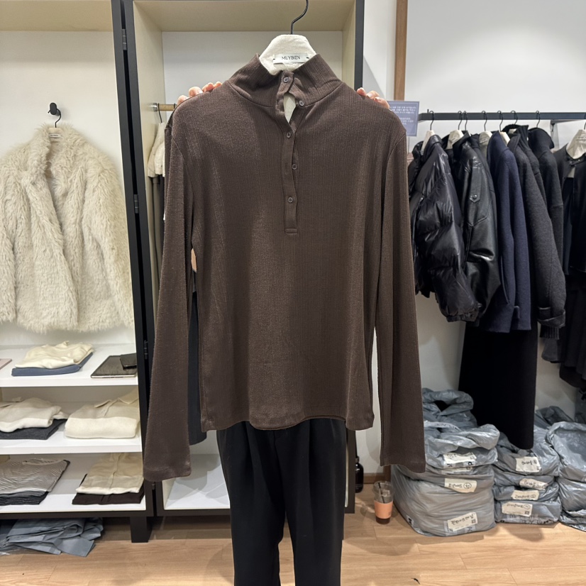 MUYBIEN韓國代購㊣女士新品人氣時尚職業推薦25秋冬長袖T恤天絲MUYBIEN長袖T恤圖色1