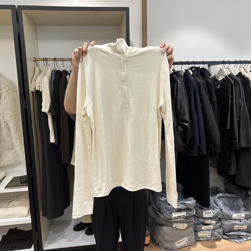 MUYBIEN韓國代購㊣女士新品人氣時尚職業推薦25秋冬長袖T恤天絲MUYBIEN長袖T恤圖色3