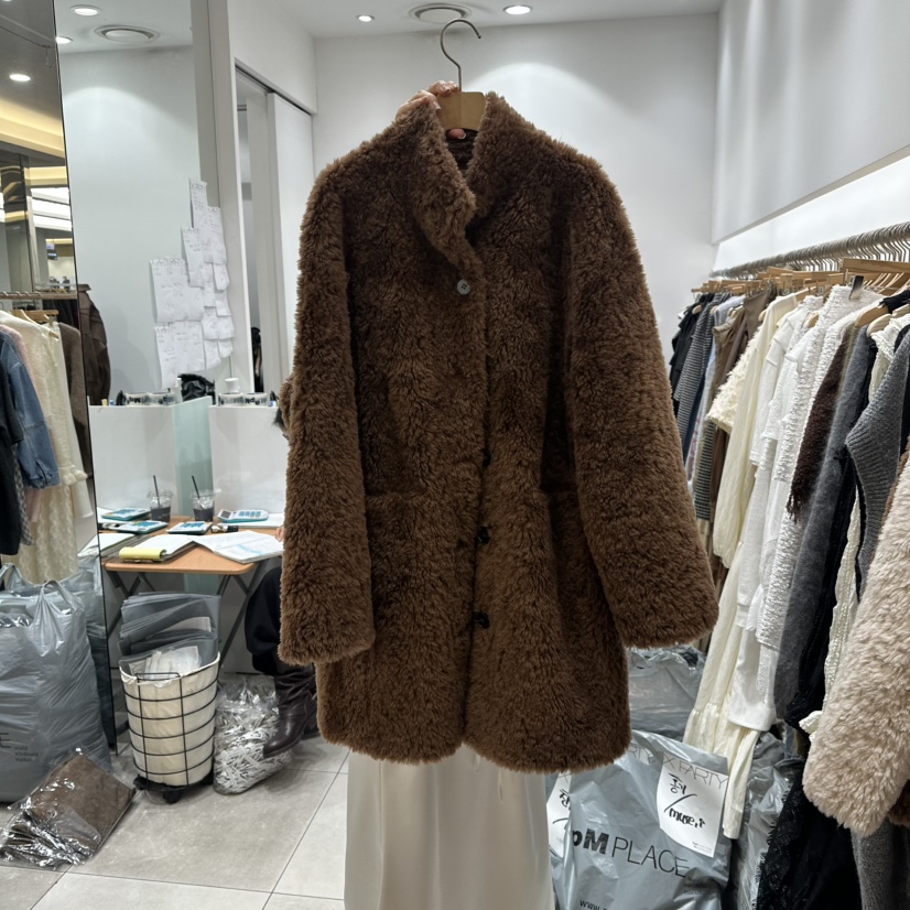 XPARTY韓國直郵㊣女士新品推薦25秋冬職業休閑中長款大衣皮草XPARTY中長款大衣圖色2