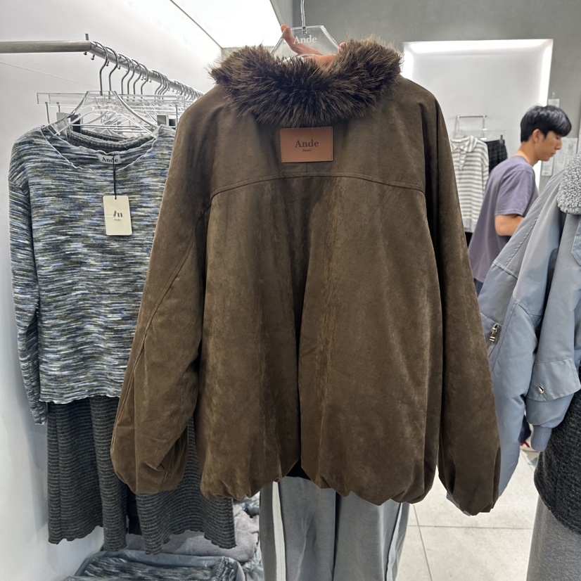 ANDE韓國代購㊣女士新品職業熱賣25秋冬推薦人氣夾克絨面革Ande夾克