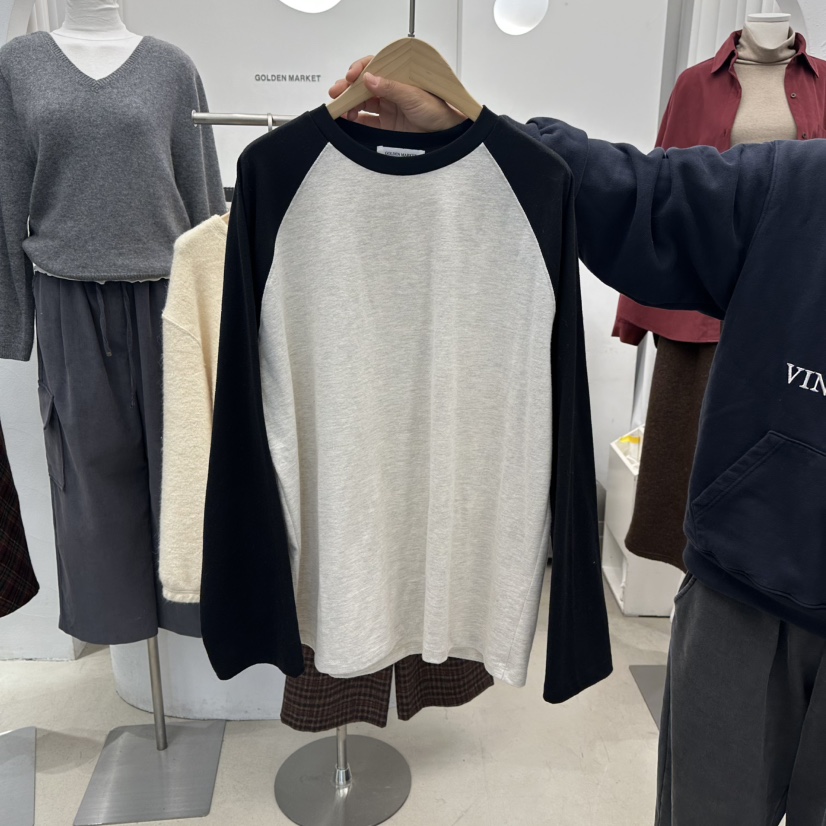 GOLDEN MARKET韓國直郵㊣女裝新款職業25秋冬人氣熱賣長袖T恤GOLDEN MARKET長袖T恤圖色2黑色