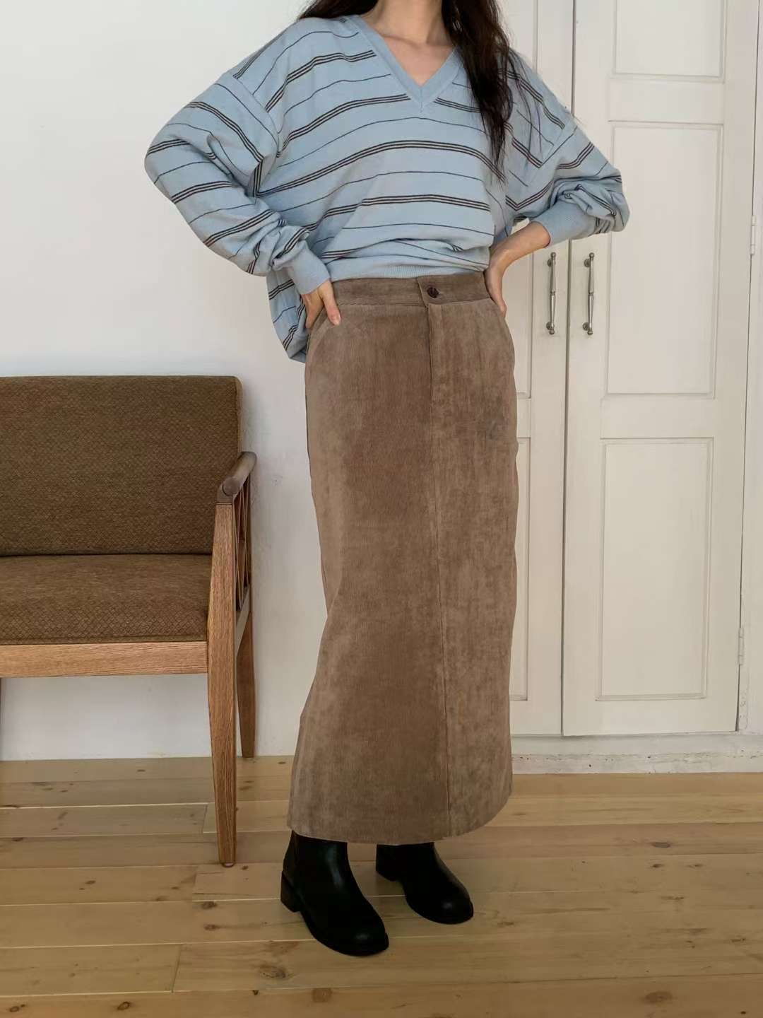 MELON韓國直郵㊣女士新品熱賣人氣25秋冬職業推薦時尚休閑長裙MELON長裙圖色2