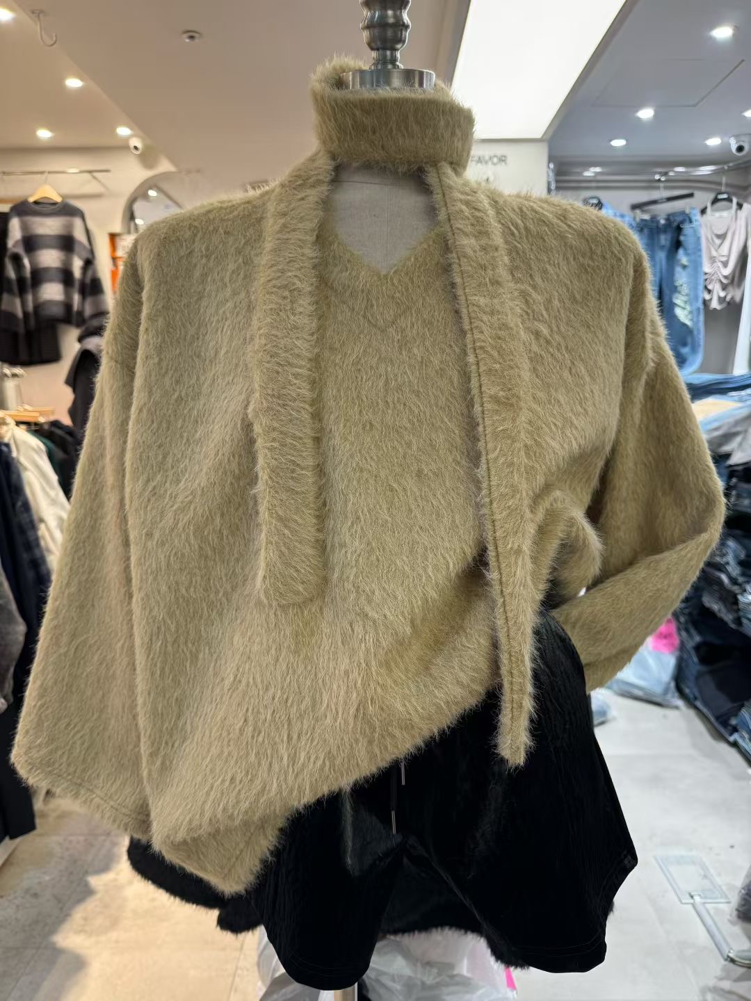 FAVOR東大門㊣代購女士新品推薦人氣時尚休閑25秋冬針織衫含脖帶ARRICCHISI針織衫圖色1