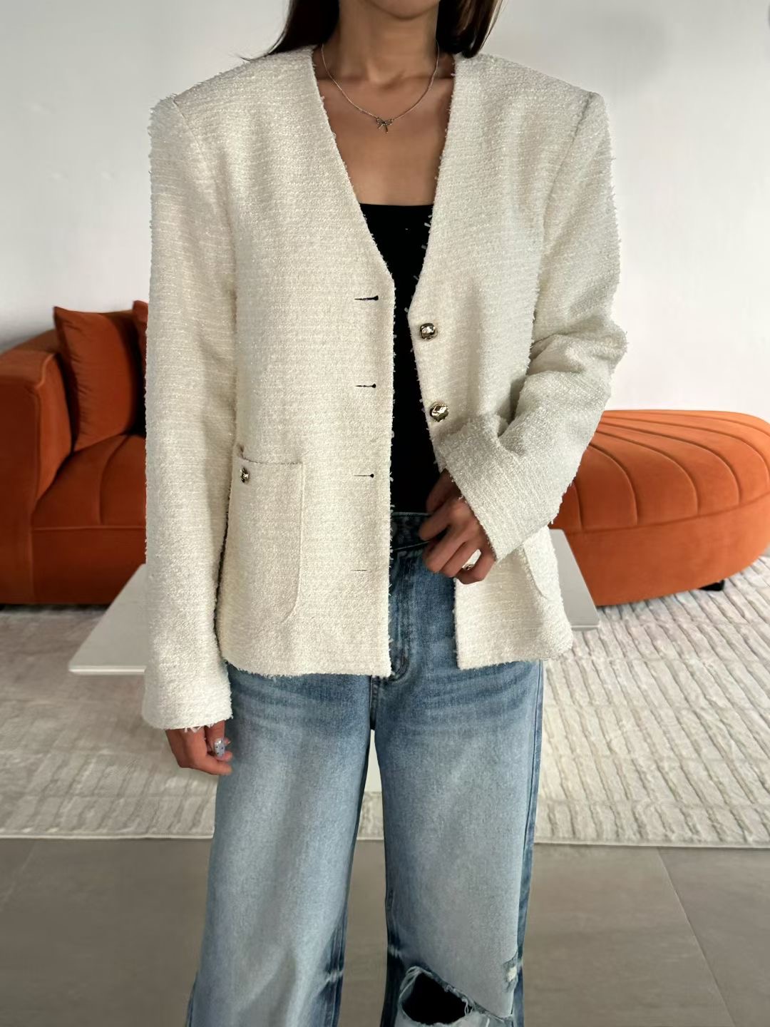 FAVOR韓國直郵㊣女士新款25秋冬熱賣時尚推薦休閑人氣夾克花呢ARRICCHISI夾克