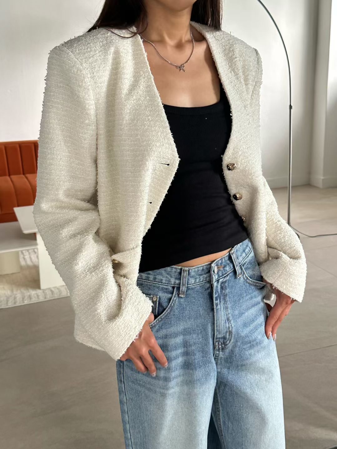 FAVOR韓國直郵㊣女士新款25秋冬熱賣時尚推薦休閑人氣夾克花呢ARRICCHISI夾克