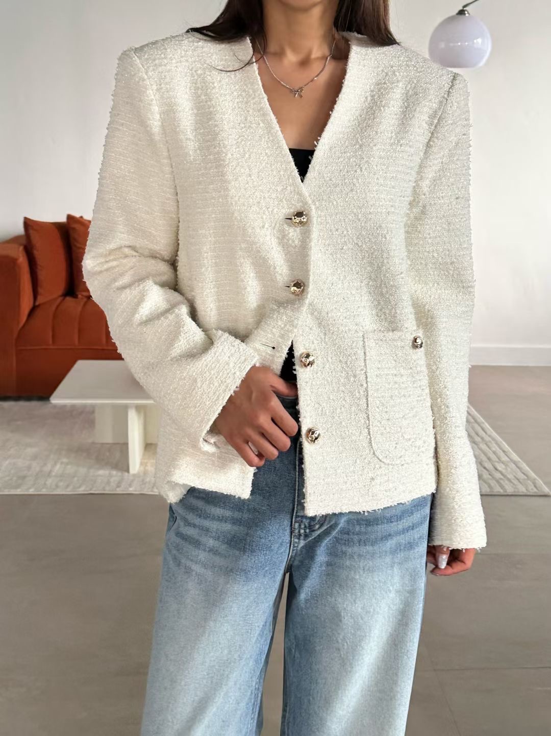 FAVOR韓國直郵㊣女士新款25秋冬熱賣時尚推薦休閑人氣夾克花呢ARRICCHISI夾克圖色1