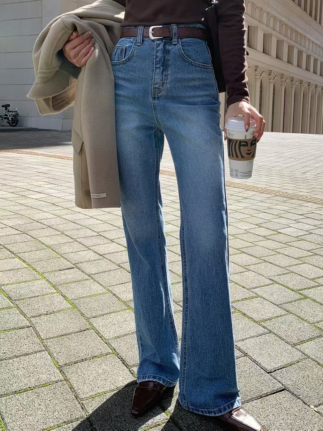 FAVOR東大門㊣代購女裝新品時尚熱賣休閑人氣牛仔褲不含腰帶ARRICCHISI牛仔褲圖色1