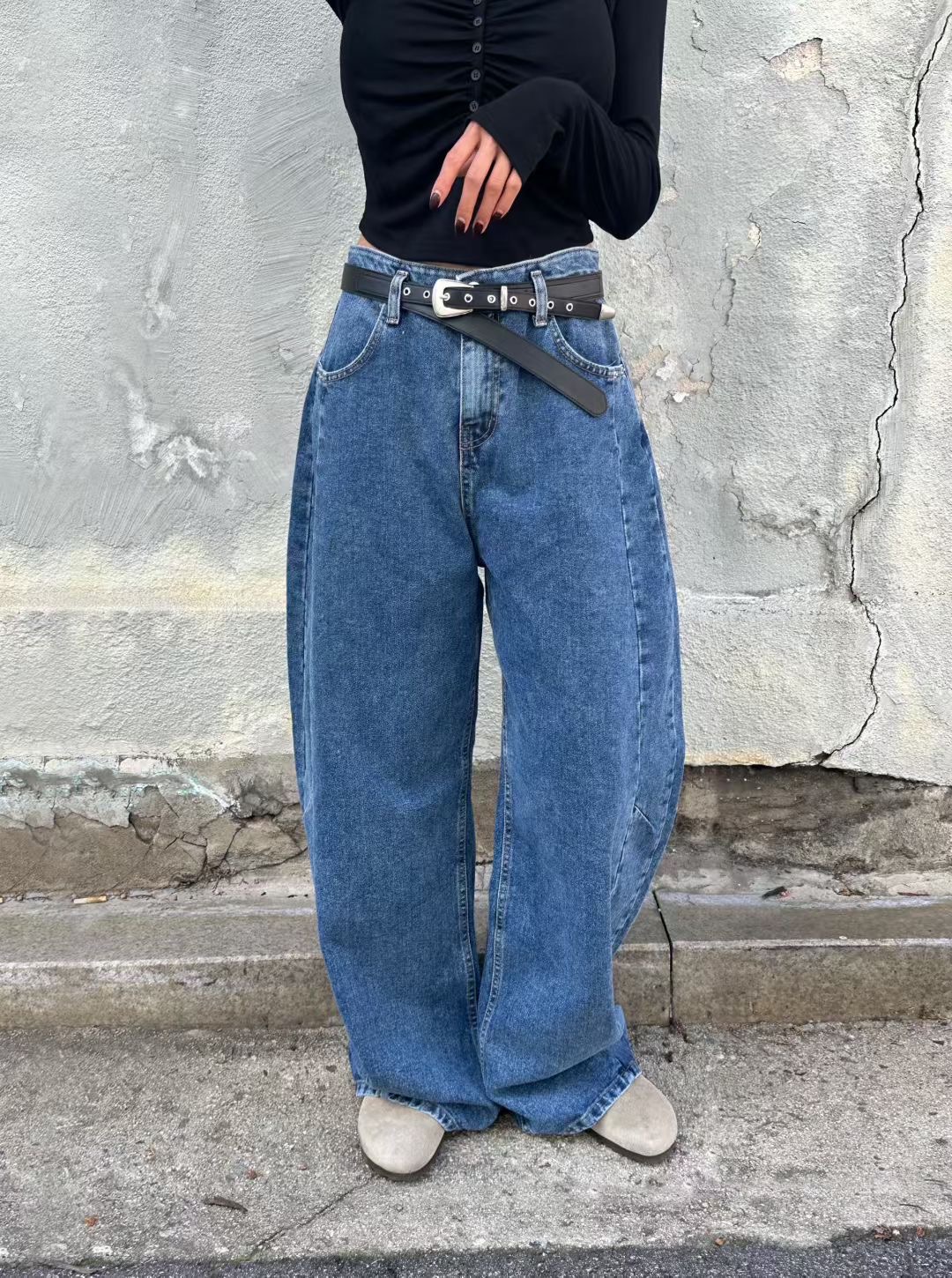 FAVOR東大門㊣實拍女裝新品時尚25秋冬人氣休閑牛仔褲不含腰帶ARRICCHISI牛仔褲