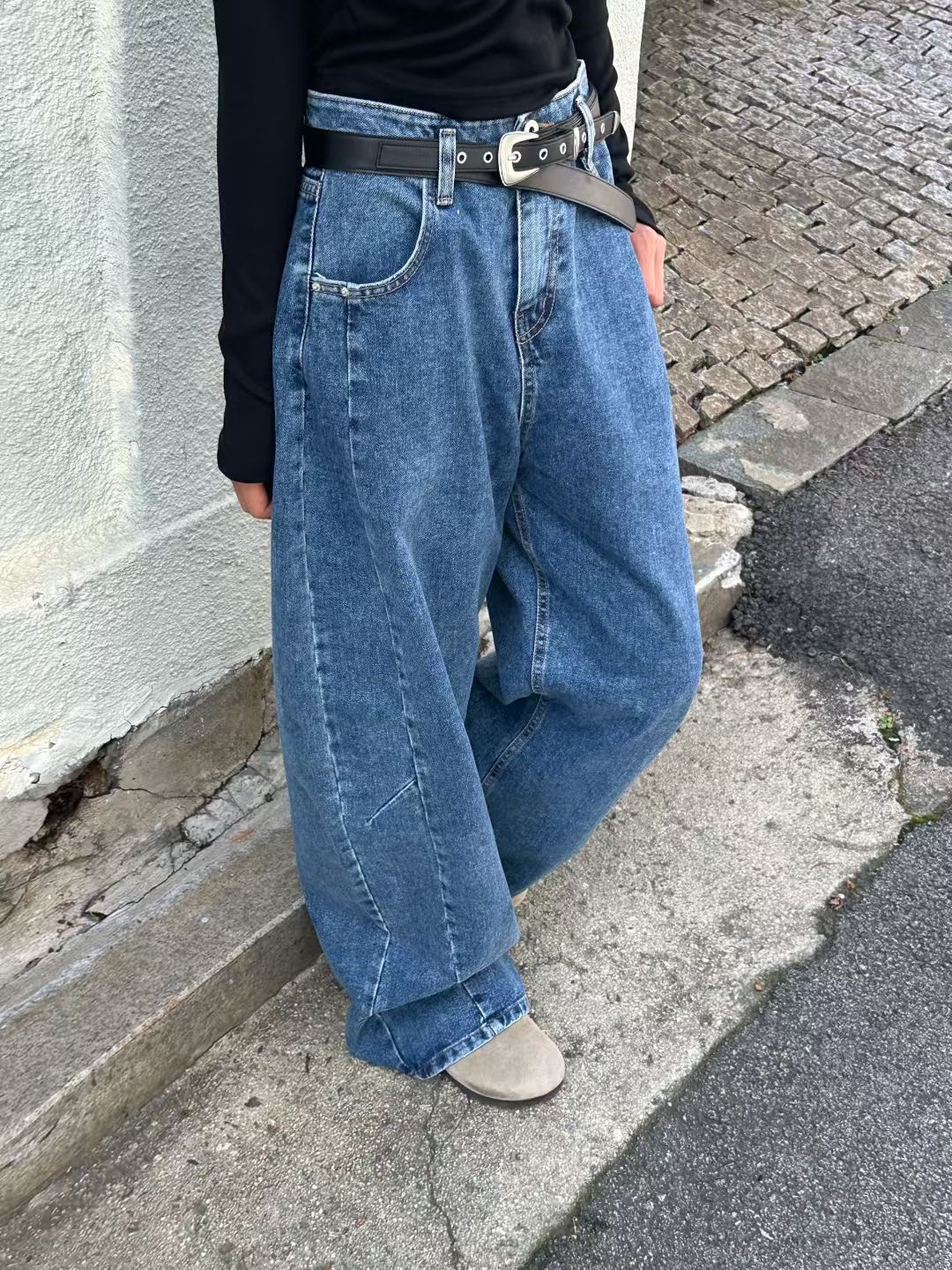 FAVOR東大門㊣實拍女裝新品時尚25秋冬人氣休閑牛仔褲不含腰帶ARRICCHISI牛仔褲