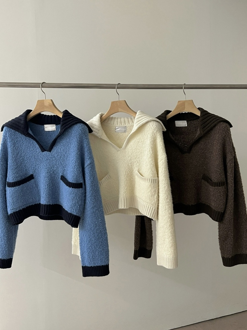 LOWBURN韓國直郵㊣女士新品時尚25秋冬休閑熱賣針織衫口袋開衫LOWBURN針織衫