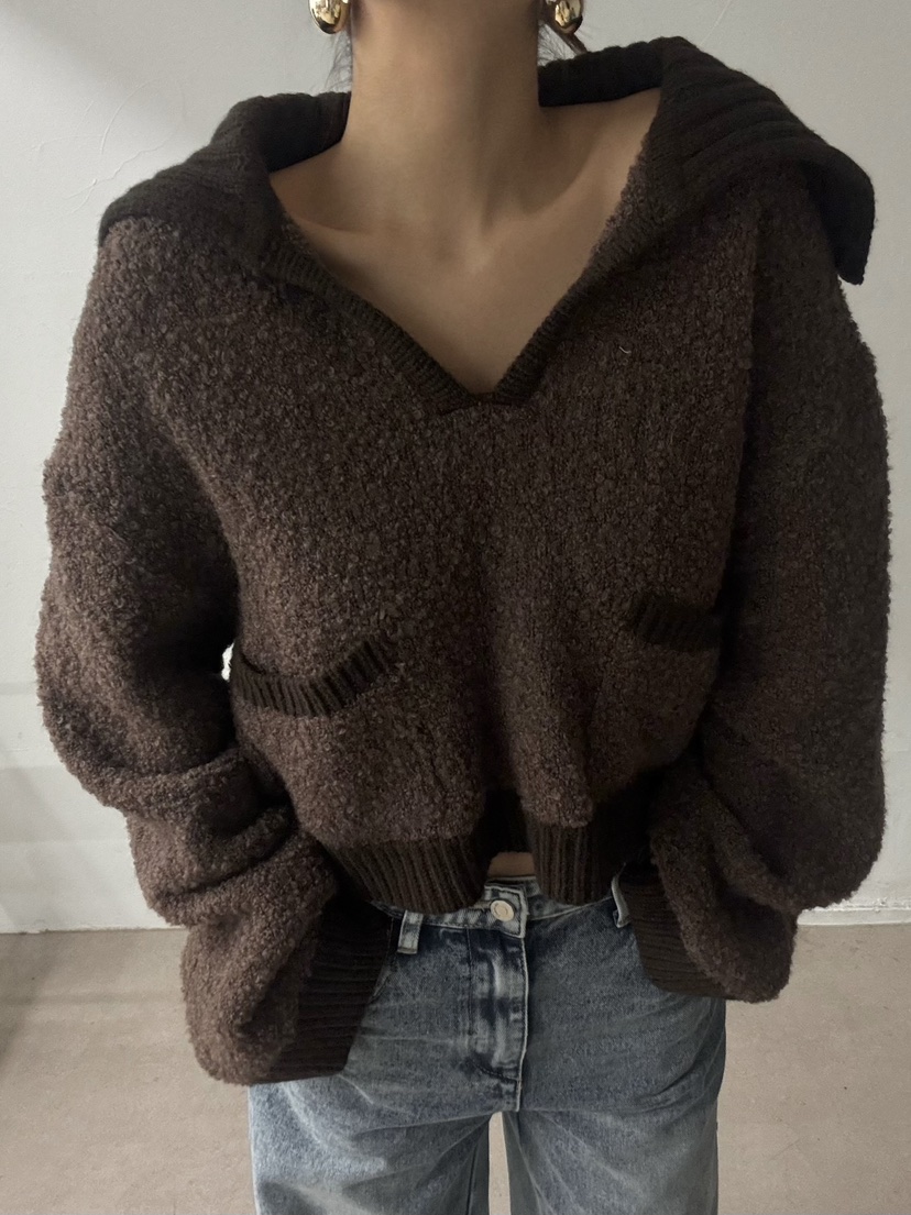 LOWBURN韓國直郵㊣女士新品時尚25秋冬休閑熱賣針織衫口袋開衫LOWBURN針織衫