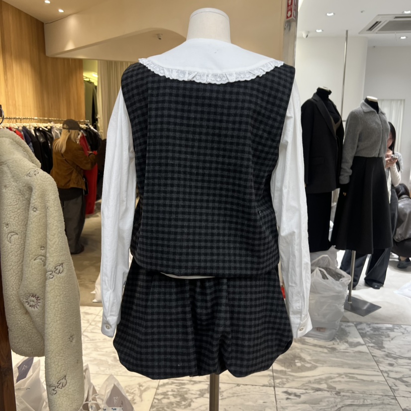 THEPLAN韓國代購㊣女裝新款熱賣推薦職業馬甲不含內搭羊毛格紋THE PLAN馬甲