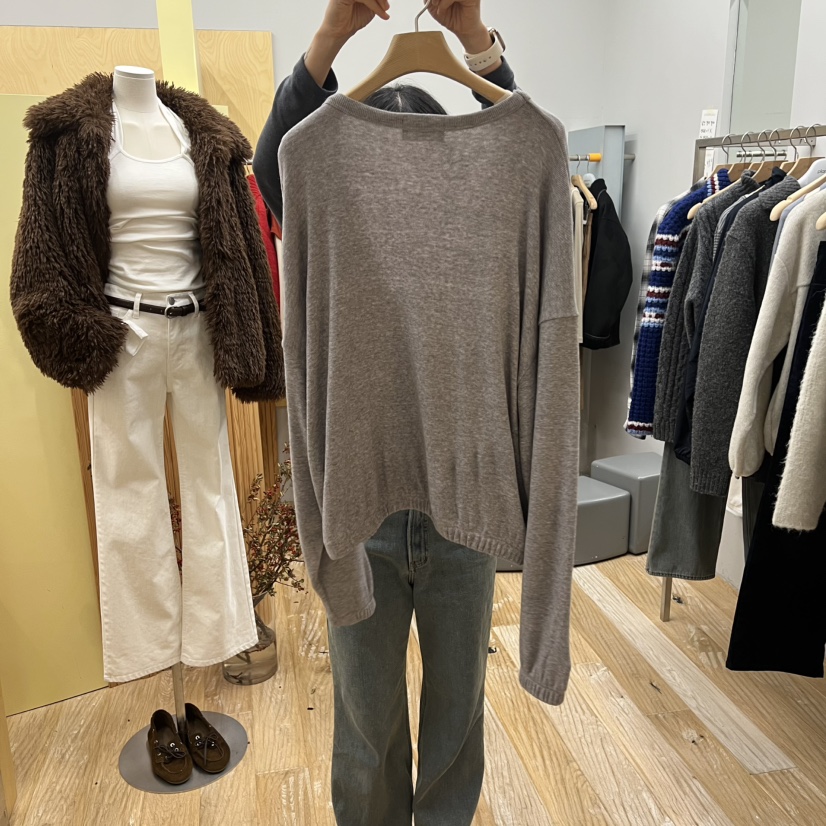 THEPLAN東大門㊣實拍女士新品熱賣25秋冬休閑推薦長袖T恤V領絨THE PLAN長袖T恤