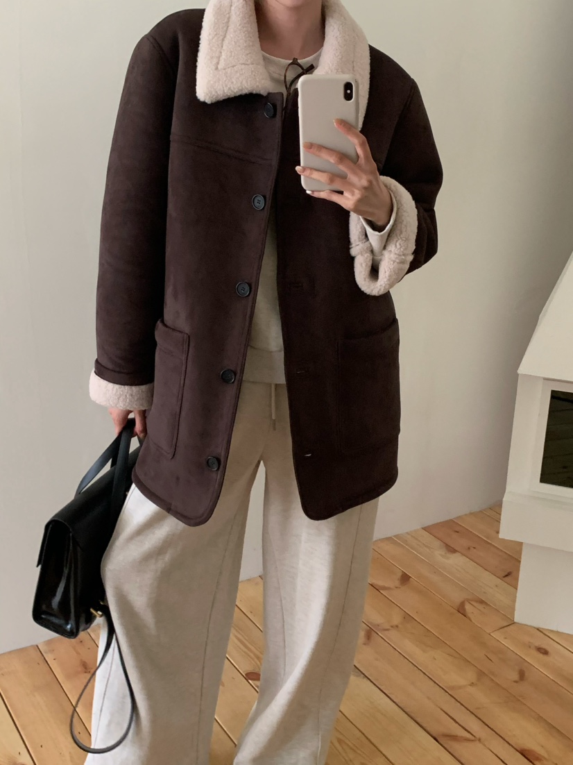 ANOU韓國直郵㊣女裝新品時尚職業熱賣人氣休閑推薦中長款大衣ANOU中長款大衣