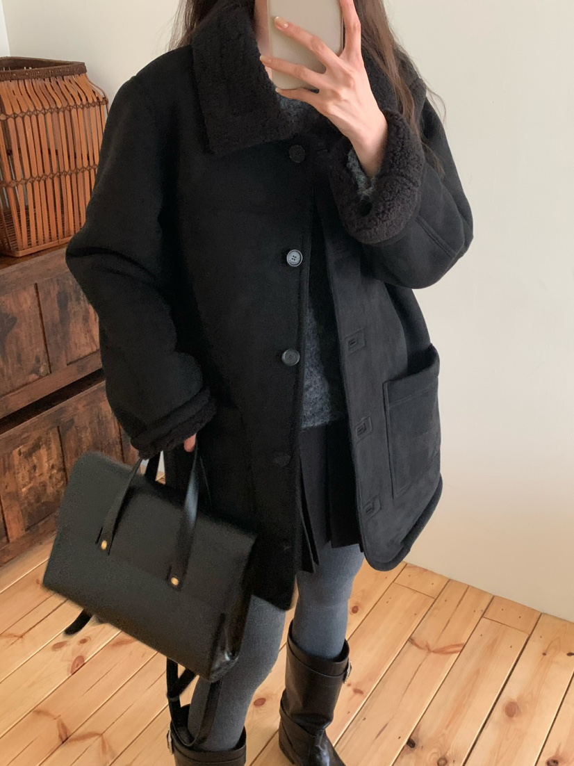 ANOU韓國直郵㊣女裝新品時尚職業熱賣人氣休閑推薦中長款大衣ANOU中長款大衣