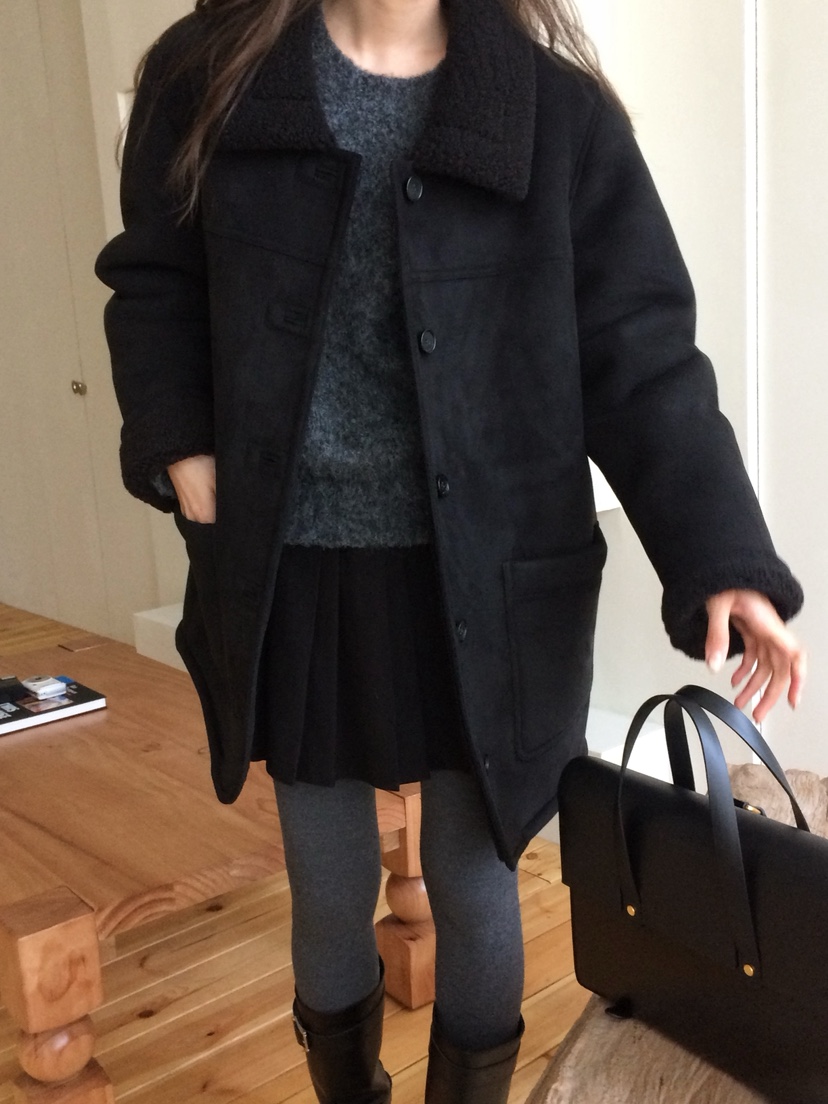 ANOU韓國直郵㊣女裝新品時尚職業熱賣人氣休閑推薦中長款大衣ANOU中長款大衣