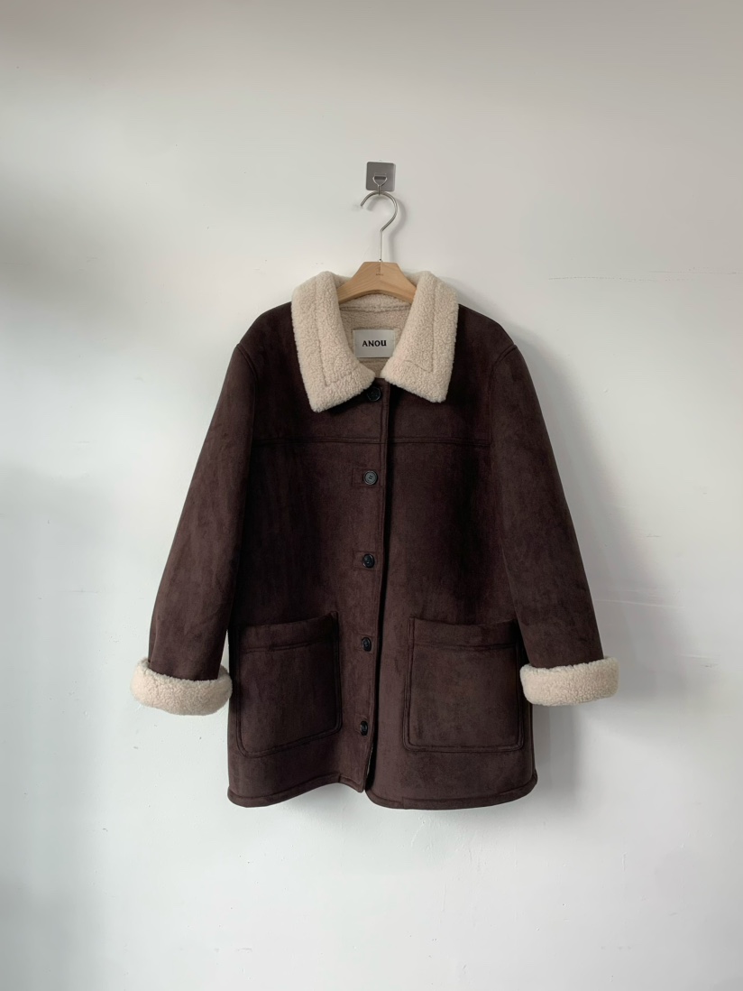 ANOU韓國直郵㊣女裝新品時尚職業熱賣人氣休閑推薦中長款大衣ANOU中長款大衣圖色1