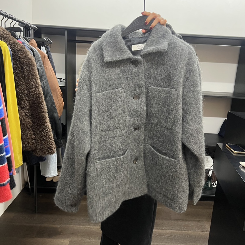 UNANSWERED-MYSTERY東大門㊣代購女士新品職業短款大衣羊毛UNANSWERED-MYSTERY短款大衣圖色1