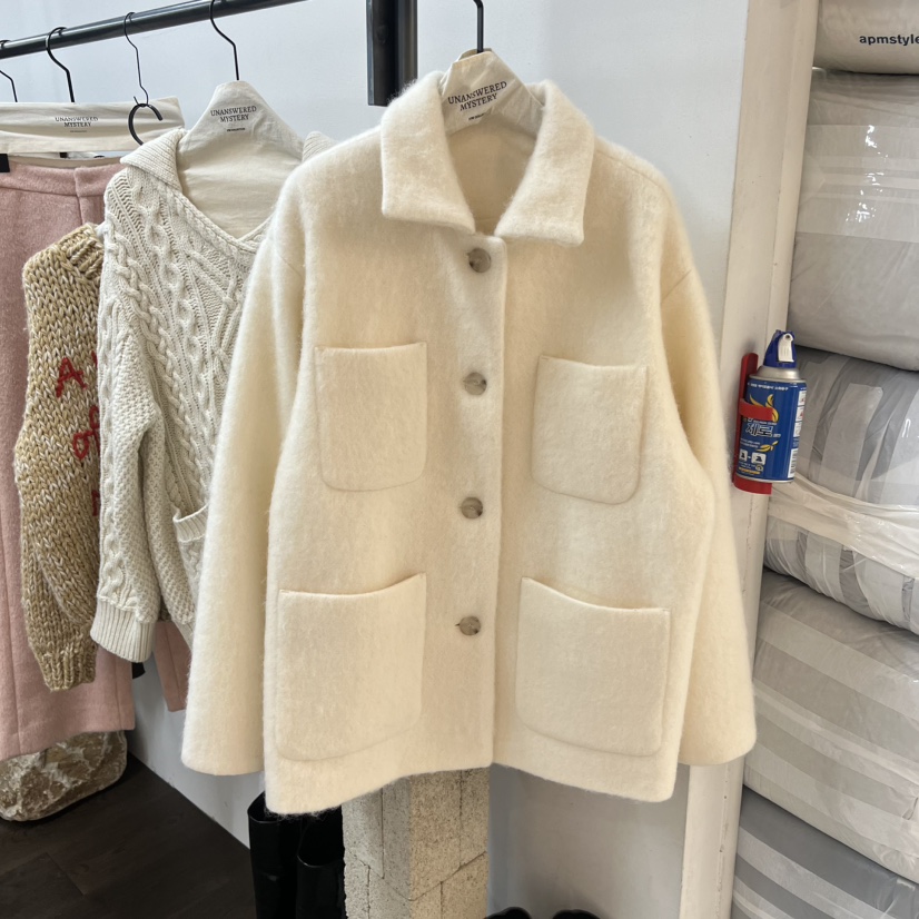 UNANSWERED-MYSTERY東大門㊣代購女士新品職業短款大衣羊毛UNANSWERED-MYSTERY短款大衣圖色2