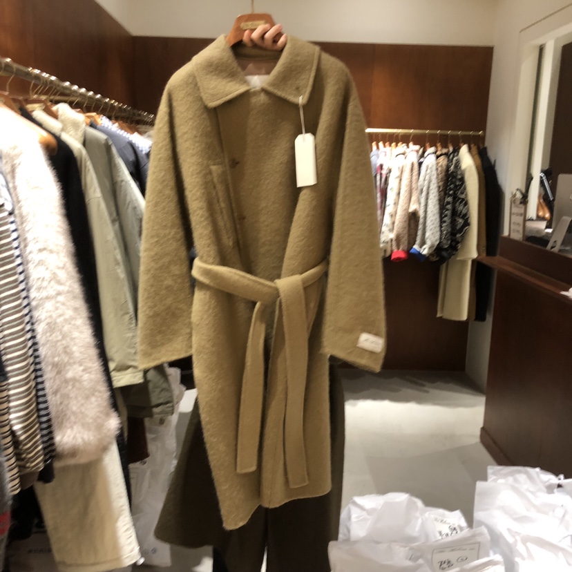 HEBON韓國代購㊣女士新款休閑人氣推薦中長款大衣含腰帶手工HEBON中長款大衣圖色2