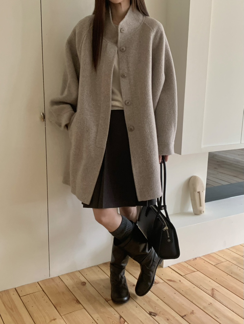 ANOU韓國代購㊣女裝新款熱賣人氣25秋冬推薦中長款大衣含腰帶ANOU中長款大衣