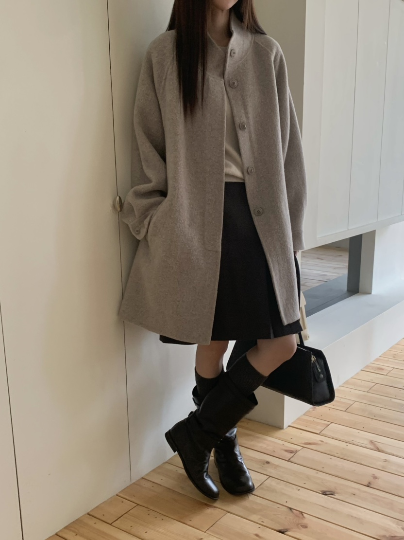 ANOU韓國代購㊣女裝新款熱賣人氣25秋冬推薦中長款大衣含腰帶ANOU中長款大衣