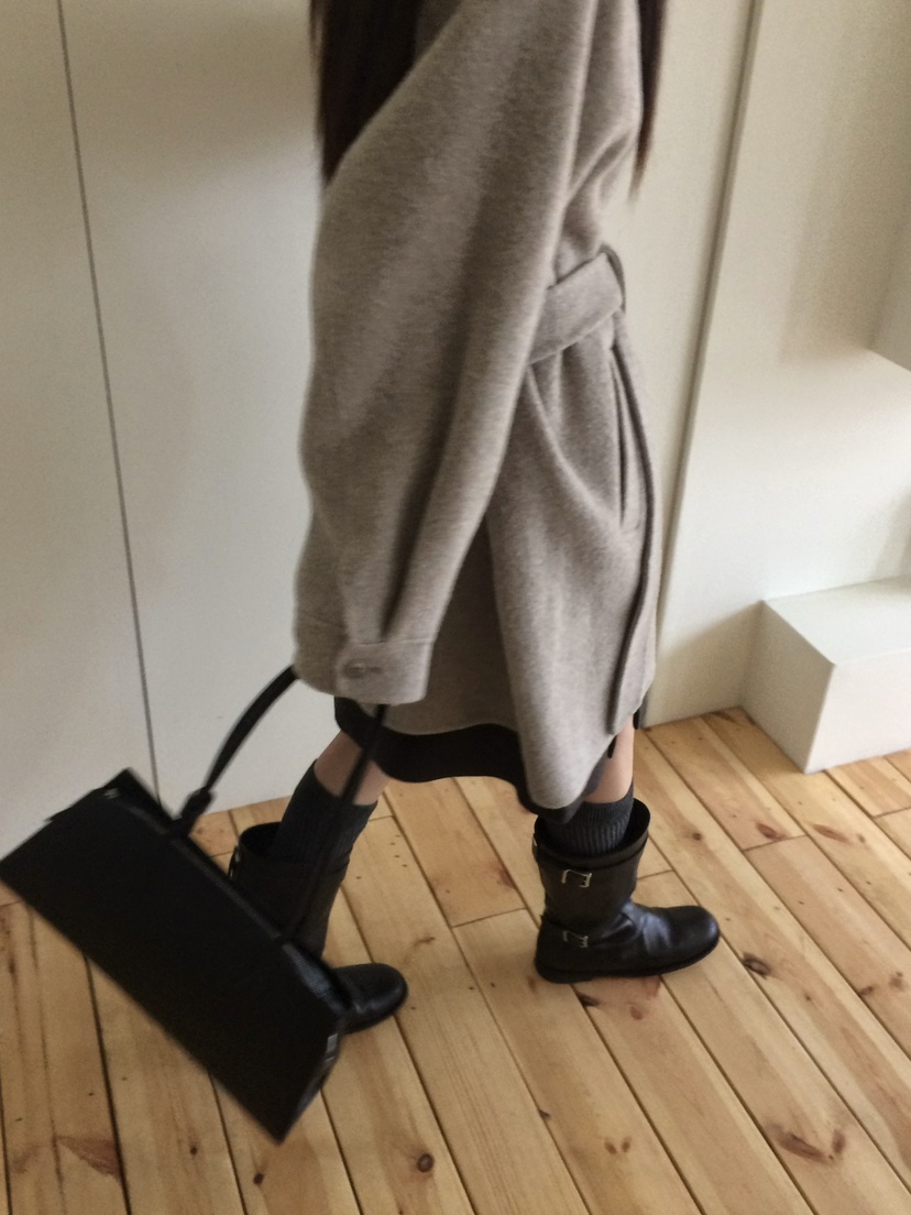 ANOU韓國代購㊣女裝新款熱賣人氣25秋冬推薦中長款大衣含腰帶ANOU中長款大衣