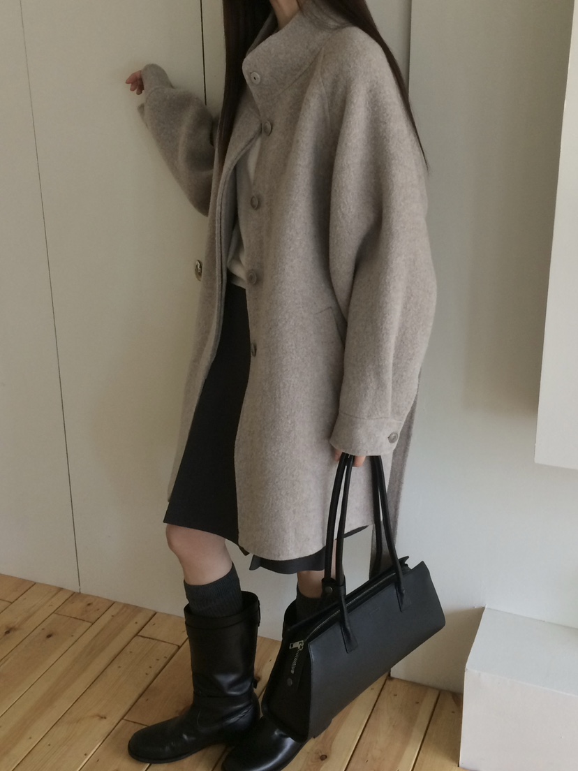 ANOU韓國代購㊣女裝新款熱賣人氣25秋冬推薦中長款大衣含腰帶ANOU中長款大衣