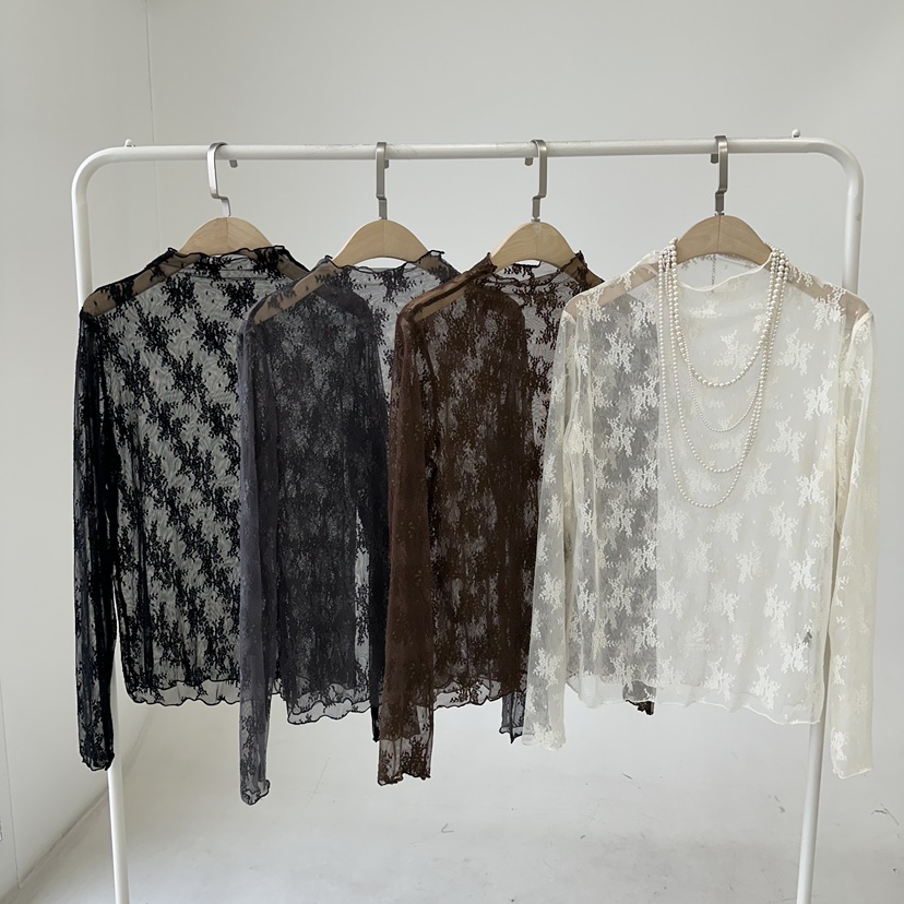 JENNY 1976韓國代購㊣女裝新款25秋冬襯衫蕾絲衫不含項鏈透明蕾絲JENNY 1976襯衫/蕾絲衫