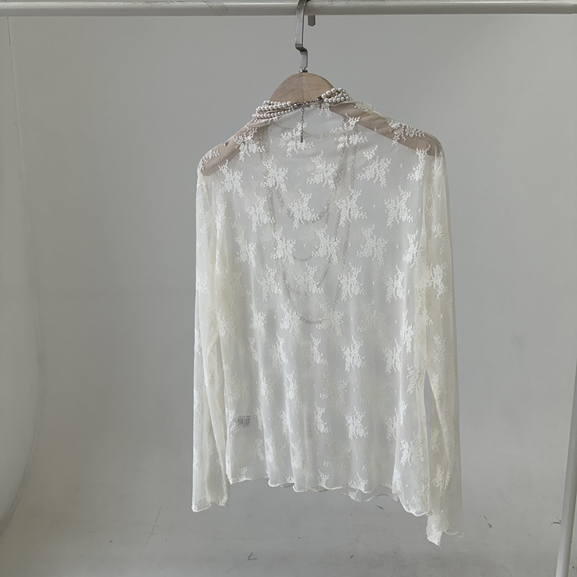 JENNY 1976韓國代購㊣女裝新款25秋冬襯衫蕾絲衫不含項鏈透明蕾絲JENNY 1976襯衫/蕾絲衫